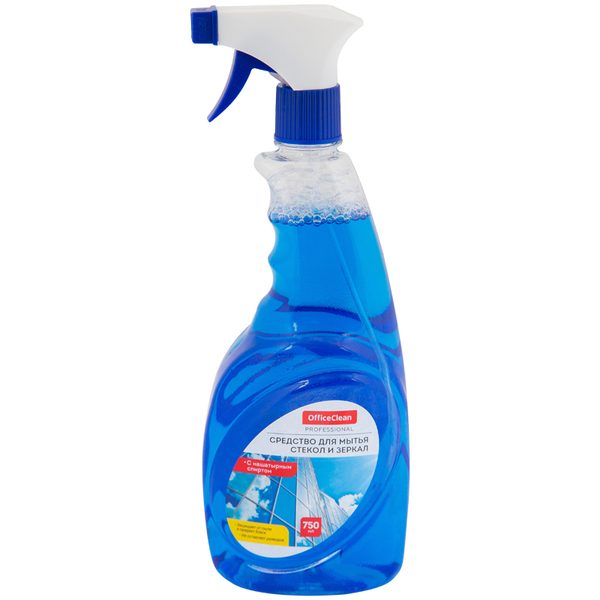 Средство для мытья стекол и зеркал OfficeClean Professional, с нашатырным спиртом, с курком, 750мл - фото