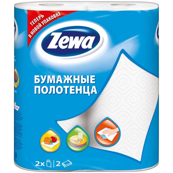 Полотенца бумажные в рулонах Zewa, 2-х слойн., 15м/рул, тиснение, белые, 2шт. - фото