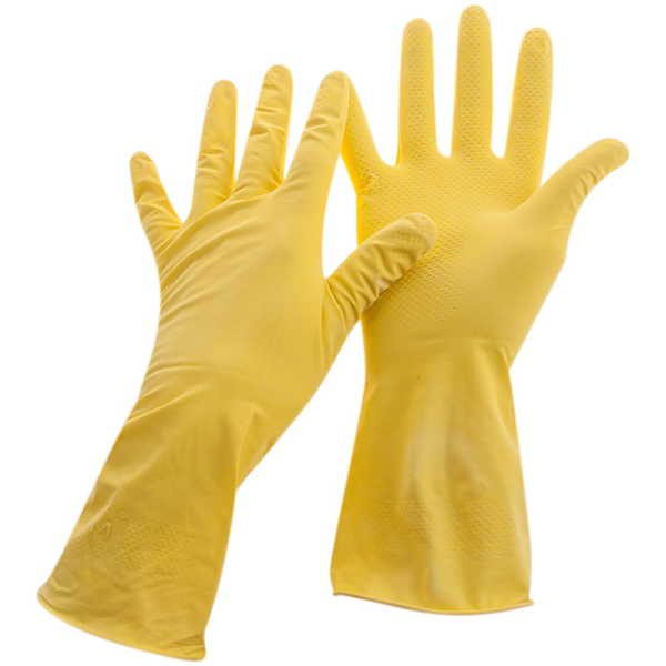 Перчатки резиновые Dr. Clean хозяйственные, р.L, желтые, пакет с европодвесом - фото