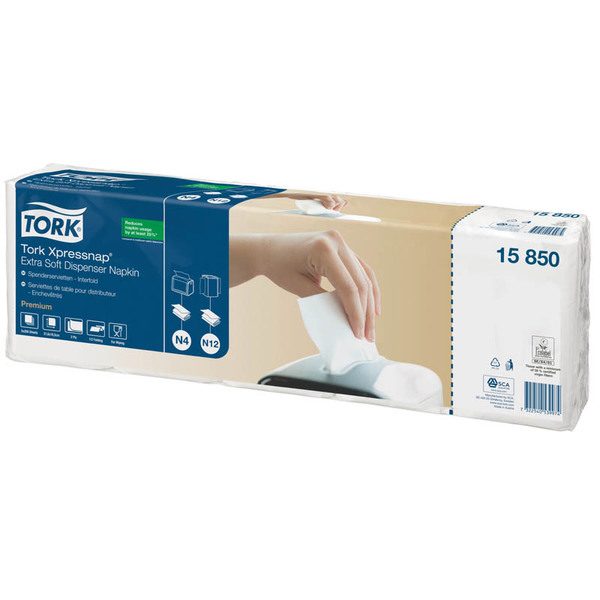 Салфетки бумажные диспенсерные Tork Premium IF( N4) 2-х сл.,21,3*16,5 см, белые, 5 пачек по 200шт. - фото
