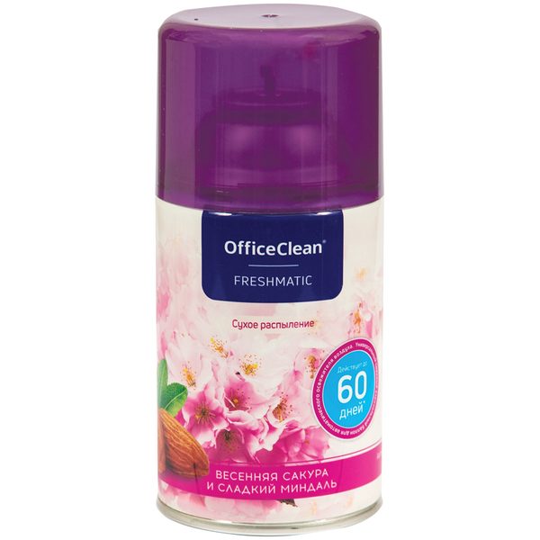 Сменный баллон для освеж. воздуха OfficeClean Весенняя сакура и сладкий миндаль сухое расп., 250мл - фото