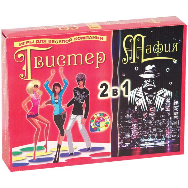 Набор игр 2 в 1 Нескучные игры Твистер + Мафия, с рулеткой, 17 карточек - фото