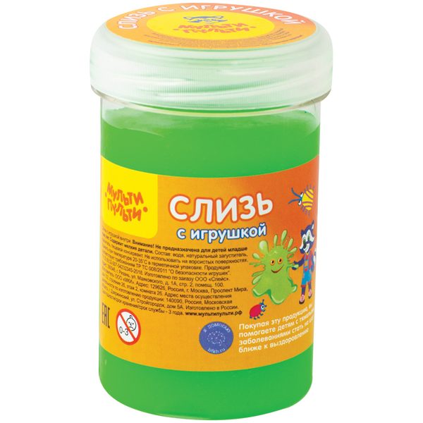 Слизь для рук Мульти-Пульти, с игрушкой, салатовая - фото