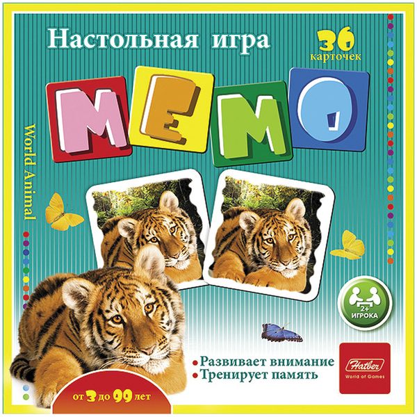 Игра настольная Hatber В мире животных, мемо, 36 карточек - фото