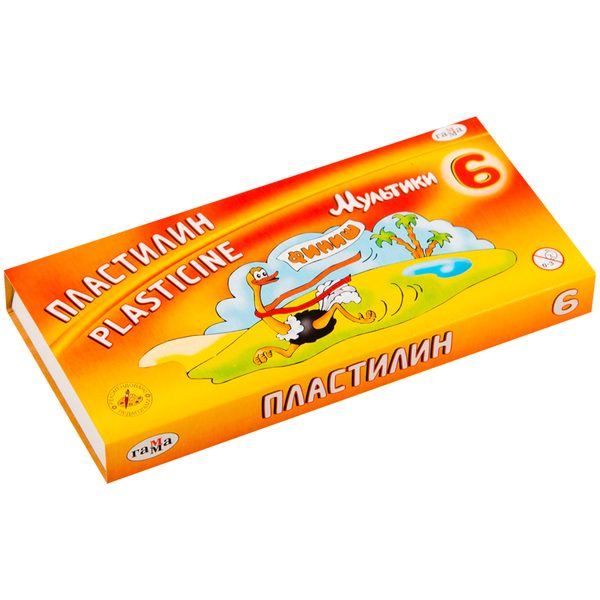 Пластилин Гамма Мультики, 06 цветов, 120г, со стеком, картон - фото