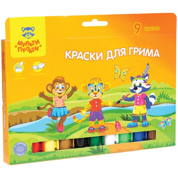 Краски для грима Мульти-Пульти Приключения Енота, 09 цветов, картон, европодвес - фото