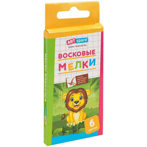 Мелки восковые ArtSpace Зверята, 06цв., круглые, картон, европодвес - фото
