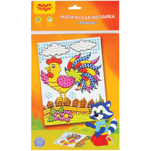 Мозаика магическая на самоклеящейся основе Мульти-Пульти Петушок из мягкого пластика - фото