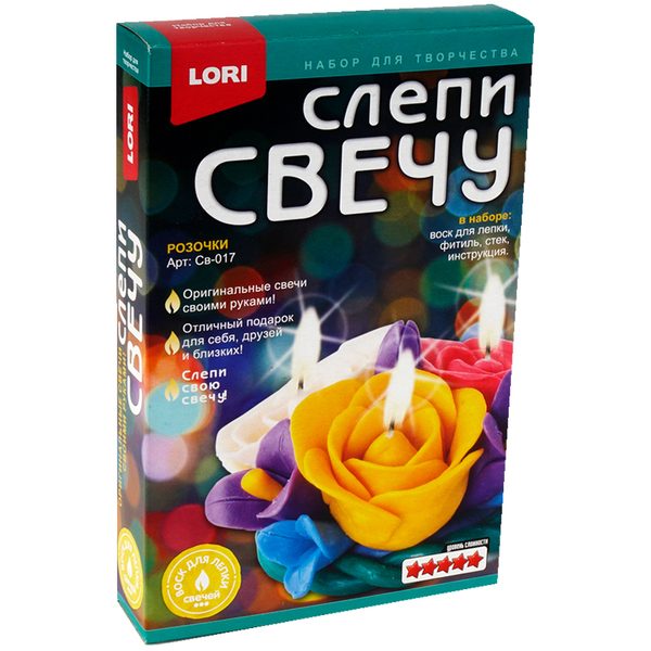 Набор для изготовления свечей Lori Слепи свечу. Розочки, картонная коробка - фото