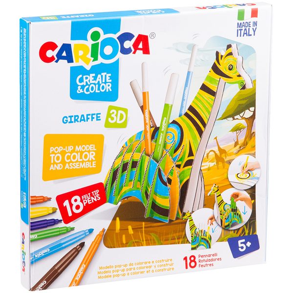 Набор для рисования Carioca Giraffe 18 фломастеров + сборная подставка, картон.уп. - фото