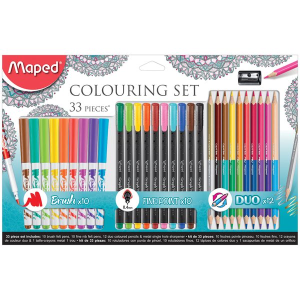 Набор для рисования Maped Graph Pep\s 10 фломастеров-кистей, 10 капилляр. ручек, 12 цв. карандашей - фото