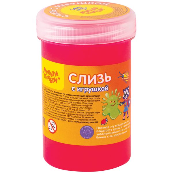Слизь для рук Мульти-Пульти, с игрушкой, розовая - фото