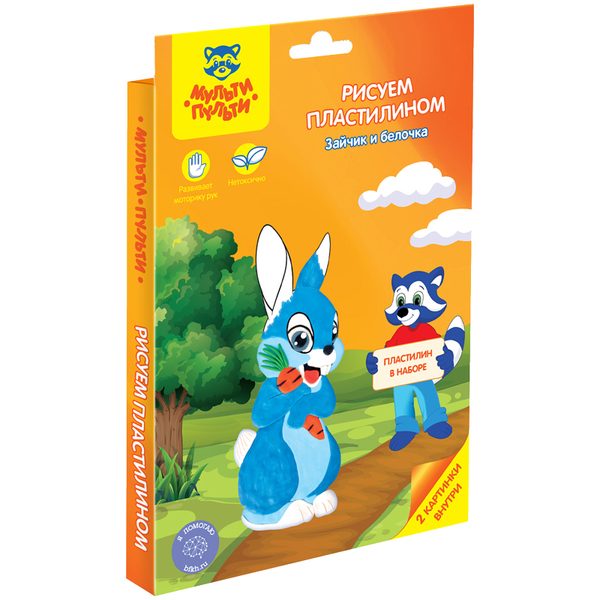 Набор для рисования пластилином Мульти-Пульти Зайчик и белочка, картон, европодвес - фото