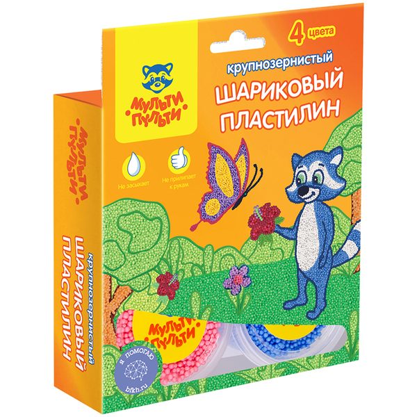 Пластилин шариковый Мульти-Пульти Енот в Перу, 04 цв., крупнозерн., незастывающий, европодвес - фото