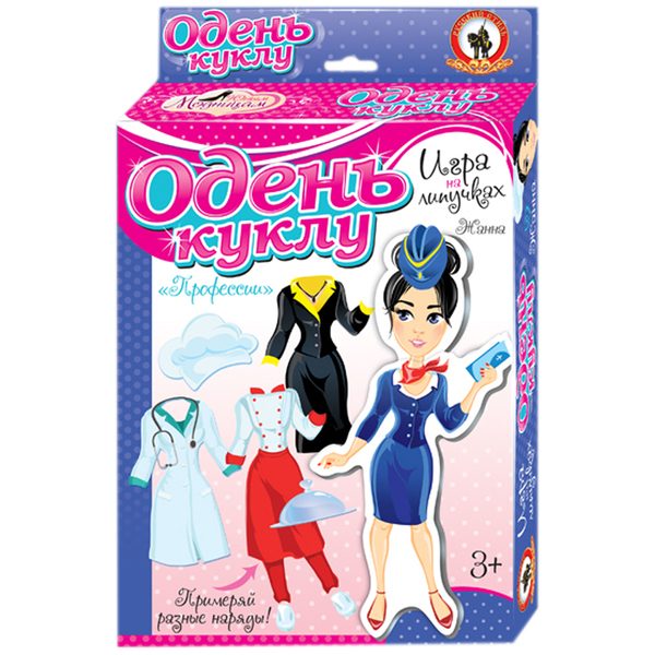 Игра настольная Русский стиль Одень куклу. Профессии (на липучках), картонная коробка - фото