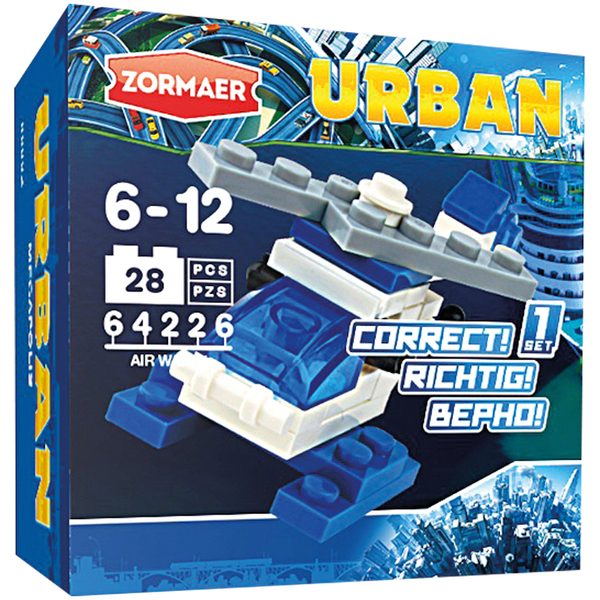 Конструктор пластиковый Zormaer Urban. Воздушный дозор, 28 элементов, картонная коробка - фото