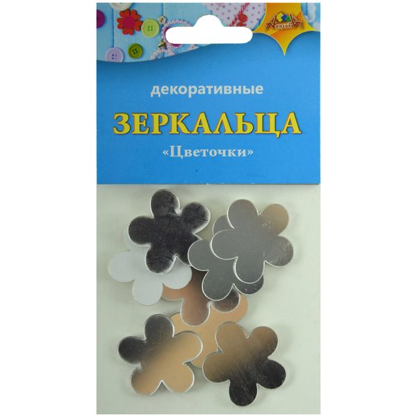 Материал декоративный Апплика Зеркальца. Цветочки, 8шт. - фото