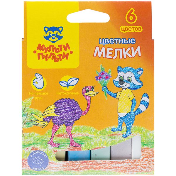 Набор цветного мела Мульти-Пульти Енот в Австралии, 6цв., картонная коробка, европодвес - фото