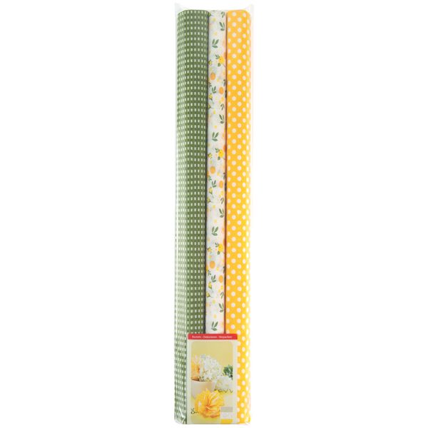Набор крепированной бумаги Werola, 50*200см, 35г/м2, растяж. 35%, 3шт., желто-зеленая, в рулонах - фото