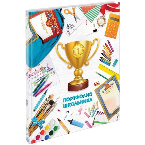 Папка-портфолио 7БЦ А4 ArtSpace, на сутаже для школьника, 20 файлов, 10 вкладышей - фото