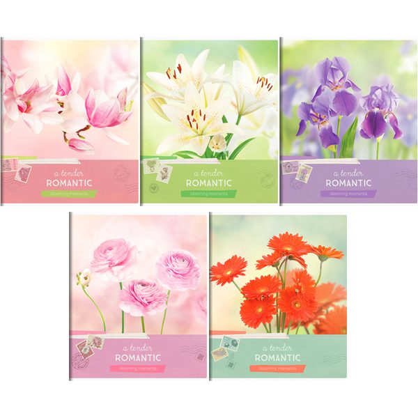 Тетрадь 80л., А5, линия ArtSpace Цветы. Blooming moments, глянцевый уф-лак - фото