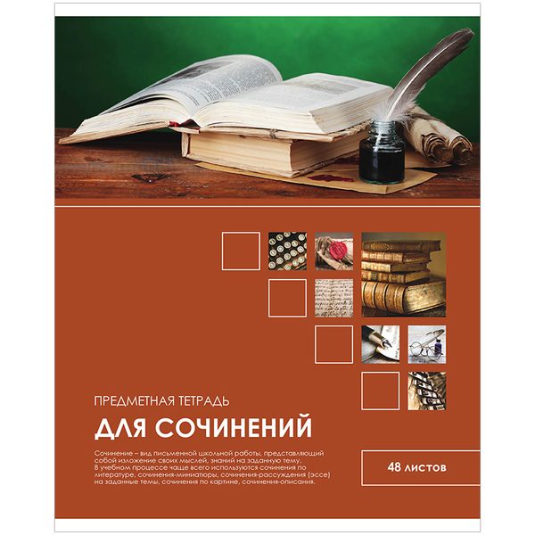 Тетрадь предметная 48л. ArtSpace Учись ярко! - Для сочинений, ТВИН-лак - фото