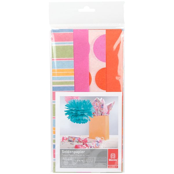 Набор бумаги тишью Werola Flower Power, 50*76см, 4 листа, 17г/м2, ассорти, пакет, европодвес - фото