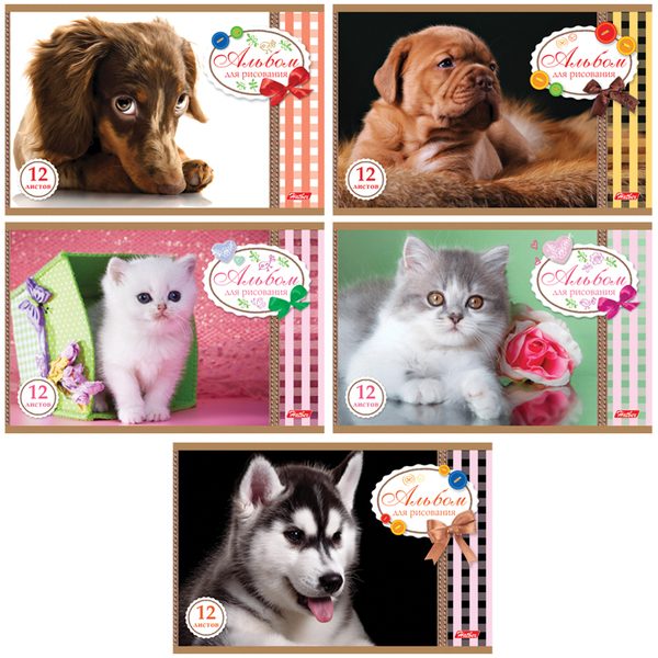 Альбом для рисования 12л., А5, на скрепке Hatber Sweet pets - фото
