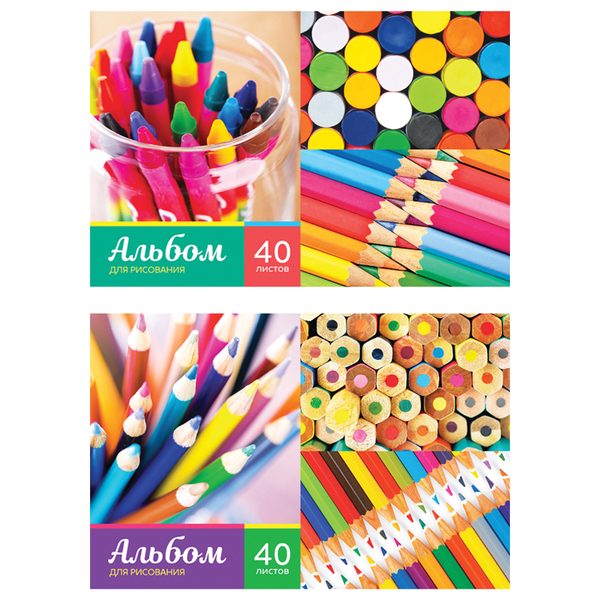 Альбом для рисования 40л., А4, на скрепке ArtSpace Карандаши - фото