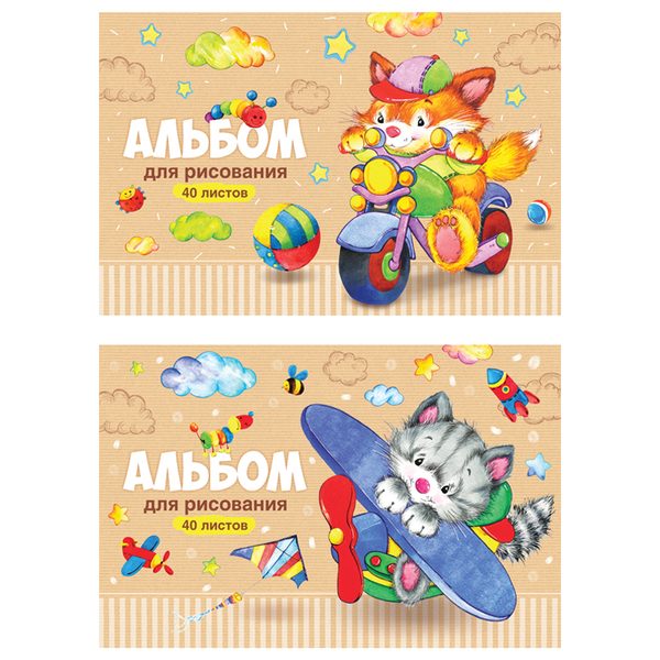 Альбом для рисования 40л., А4, на скрепке ArtSpace Веселые мультяшки - фото