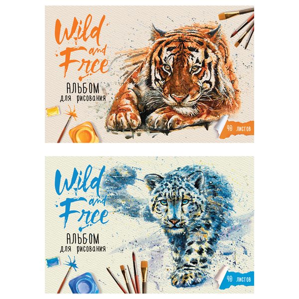 Альбом для рисования 40л., А4, на скрепке ArtSpace Wild cats - фото