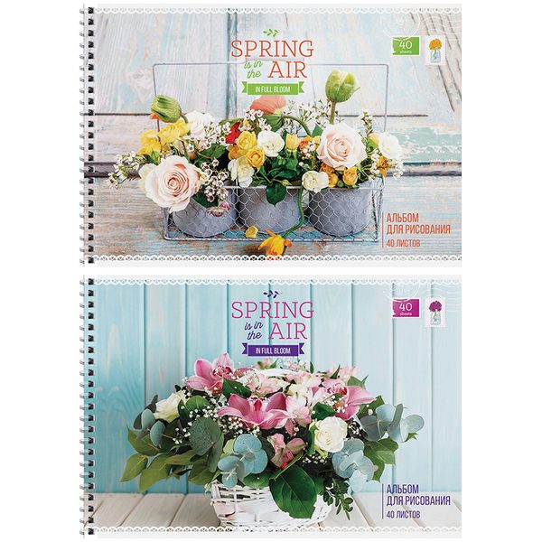 Альбом для рисования 40л., А4, на гребне ArtSpace Цветы. Spring in the air - фото