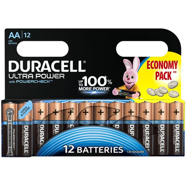 Батарейка Duracell UltraPower AA (LR06) алкалиновая, 12BL - фото