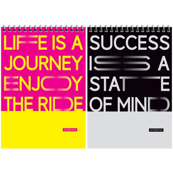 Блокнот А5 60л. на гребне ArtSpace Моноколор. 2color quotes, твердая подложка - фото
