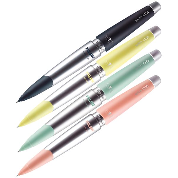 Карандаш механический Milan Capsule Slim Silver HB, 0,5мм, с ластиком - фото