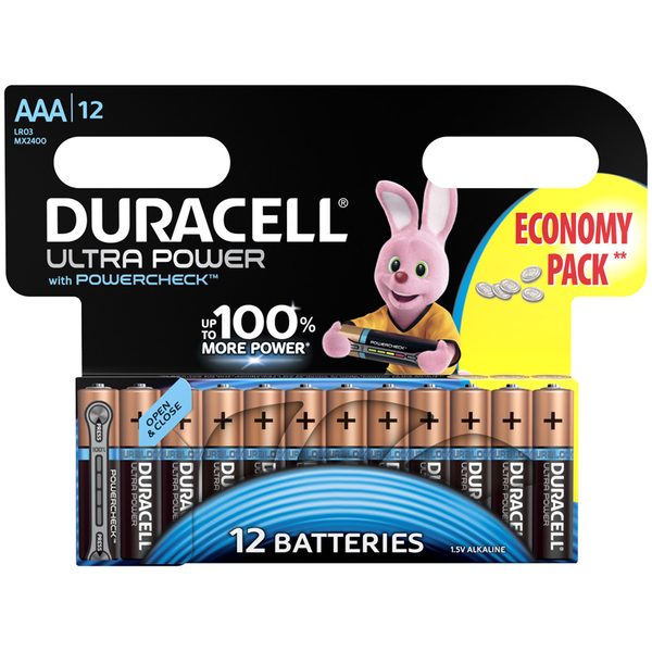Батарейка Duracell UltraPower AAA (LR03) алкалиновая, 12BL - фото