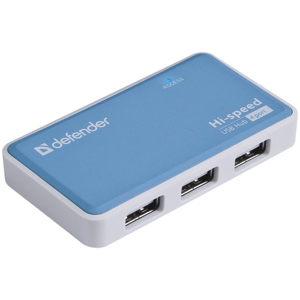 Разветвитель USB Defender Quadro Power USB2.0-хаб, 4 порта, блок питания, 2A output, черный - фото