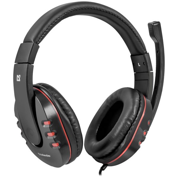 Наушники с микрофоном игровые Defender Warhead G-160 (с регулятором громкости), 2,5м, черный - фото