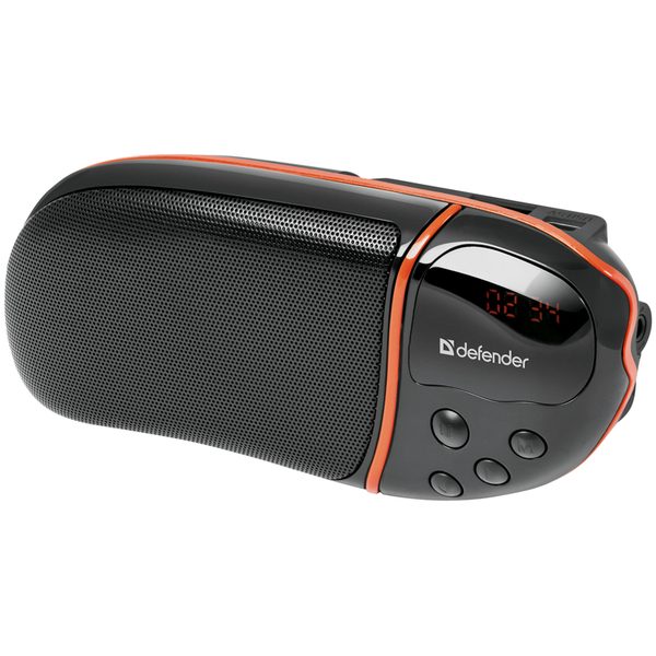 Колонка Defender Spark M1, 1*6W, FM, SD/USB, портативная, черный, оранжевый - фото