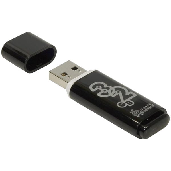 Память Smart Buy Glossy  32GB, USB 2.0 Flash Drive, черный - фото