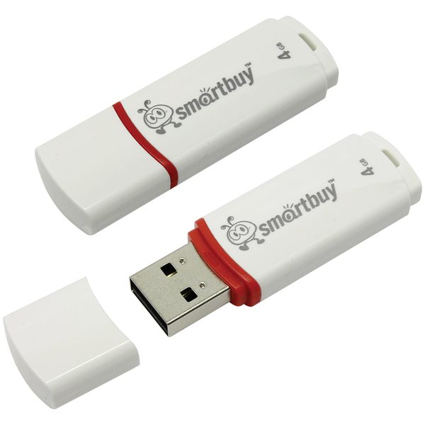 Память Smart Buy Crown   4GB, USB 2.0 Flash Drive, белый - фото