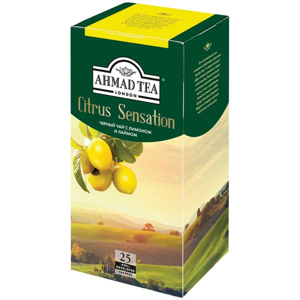 Чай Ahmad Tea Citrus Sensation, черный, с ароматом лимона и лайма, 25 фольг. пакетиков по 1,8г - фото