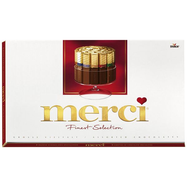 Набор шоколадных конфет Merci, ассорти, 250г, картонная коробка - фото
