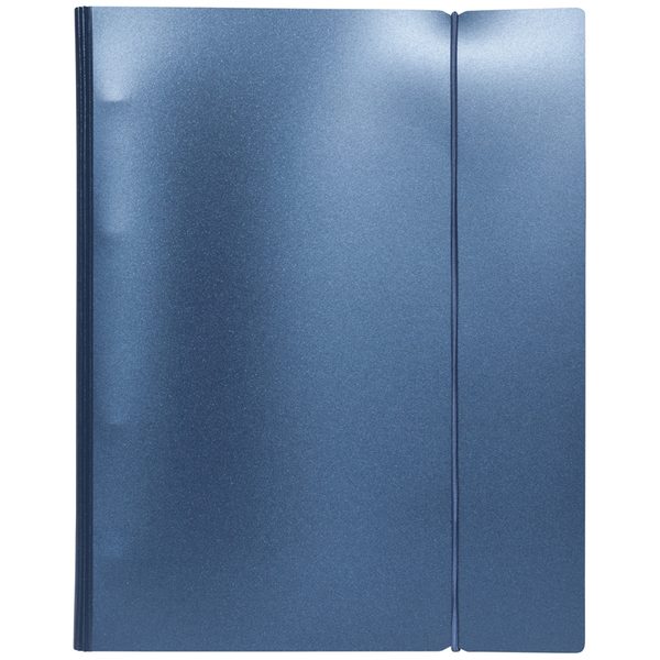 Тетрадь на кольцах А5, 120л., Hatber Metallic Темно-синий, пластик. обл., резинка - фото