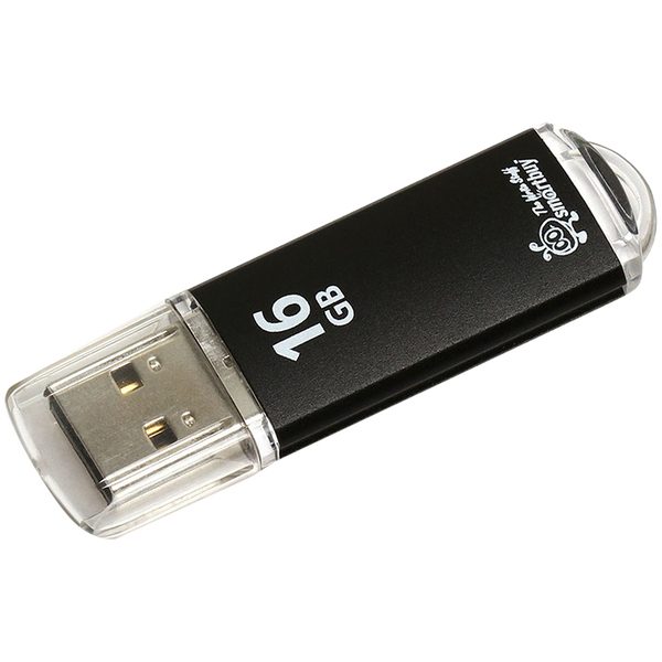 Память Smart Buy V-Cut  16GB, USB 2.0 Flash Drive, черный (металл.корпус) - фото
