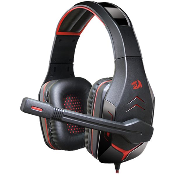 Наушники с микрофоном игровые Redragon Excidium (с регулятором громкости), 2,2м, красный, черный - фото