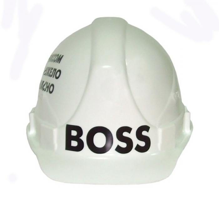 Каска строительная BOSS белая Eng - фото
