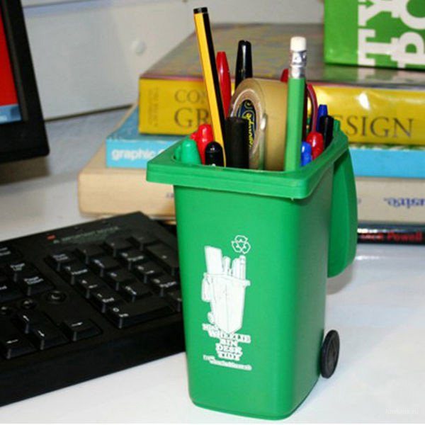 Органайзер ведро для рабочего стола Wheelie Bin зеленый - фото