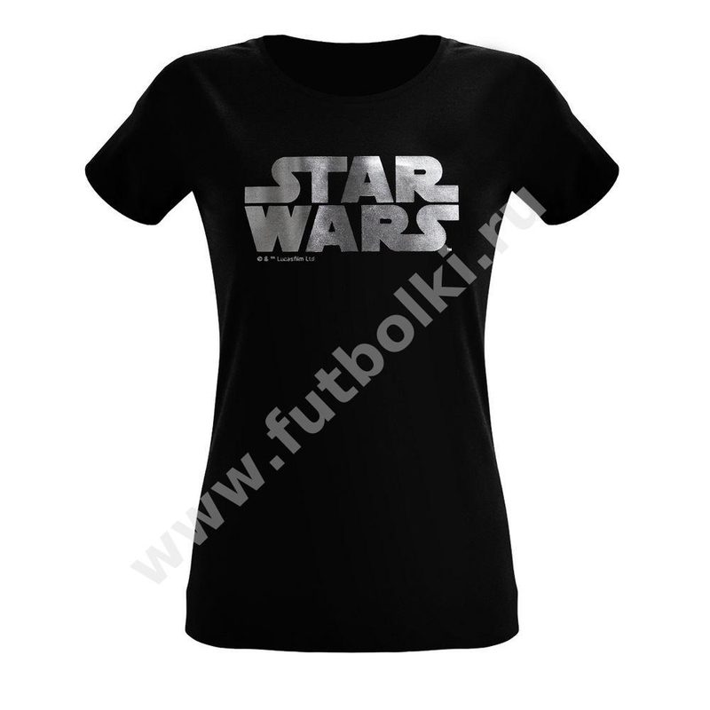 Футболка женская Star Wars Silver, черная с серебристым - фото