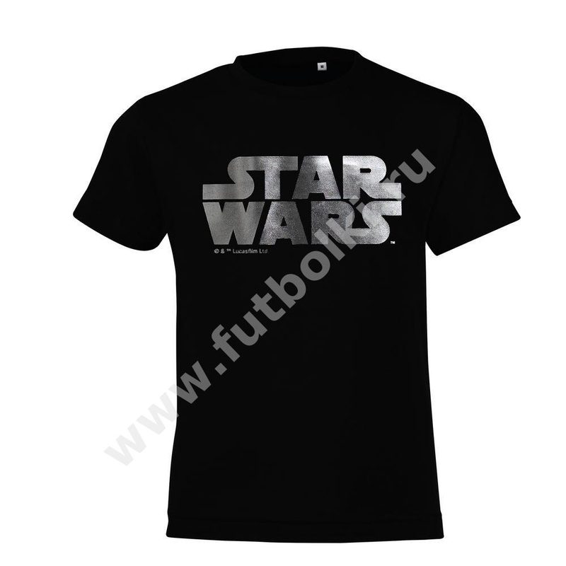 Футболка детская Star Wars Silver, черная с серебристым - фото